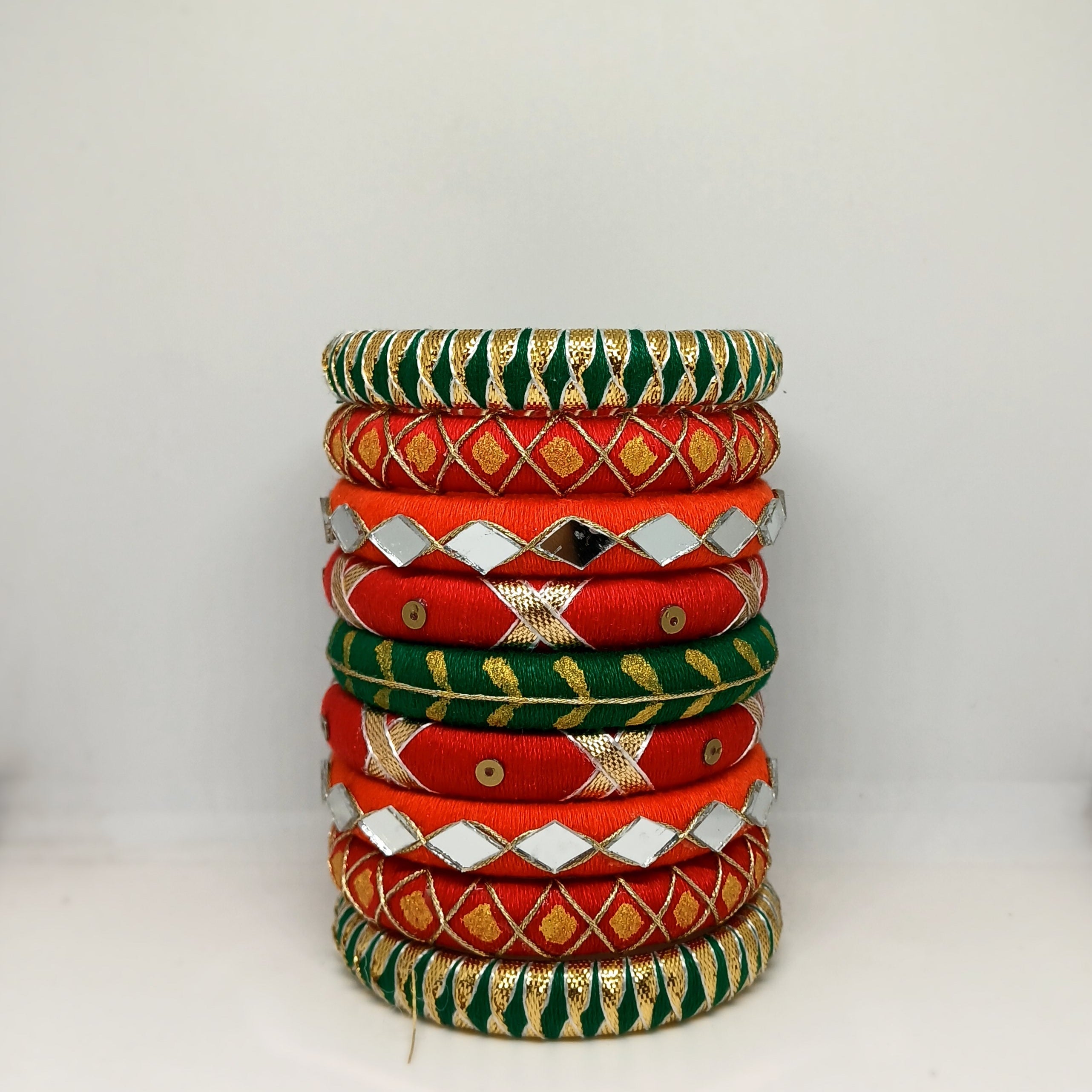Meera [Red and green Handcrafted Bangles]