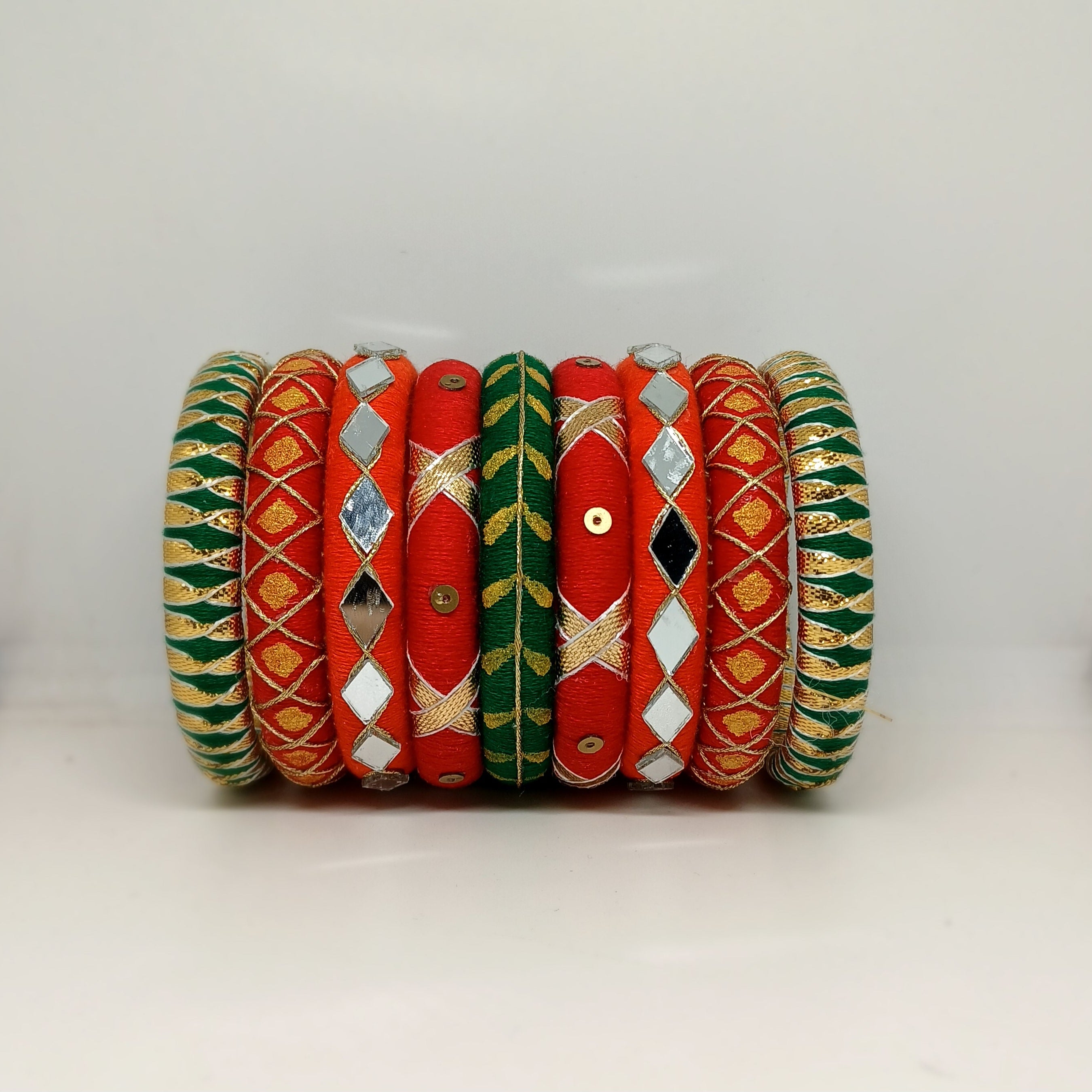 Meera [Red and green Handcrafted Bangles]