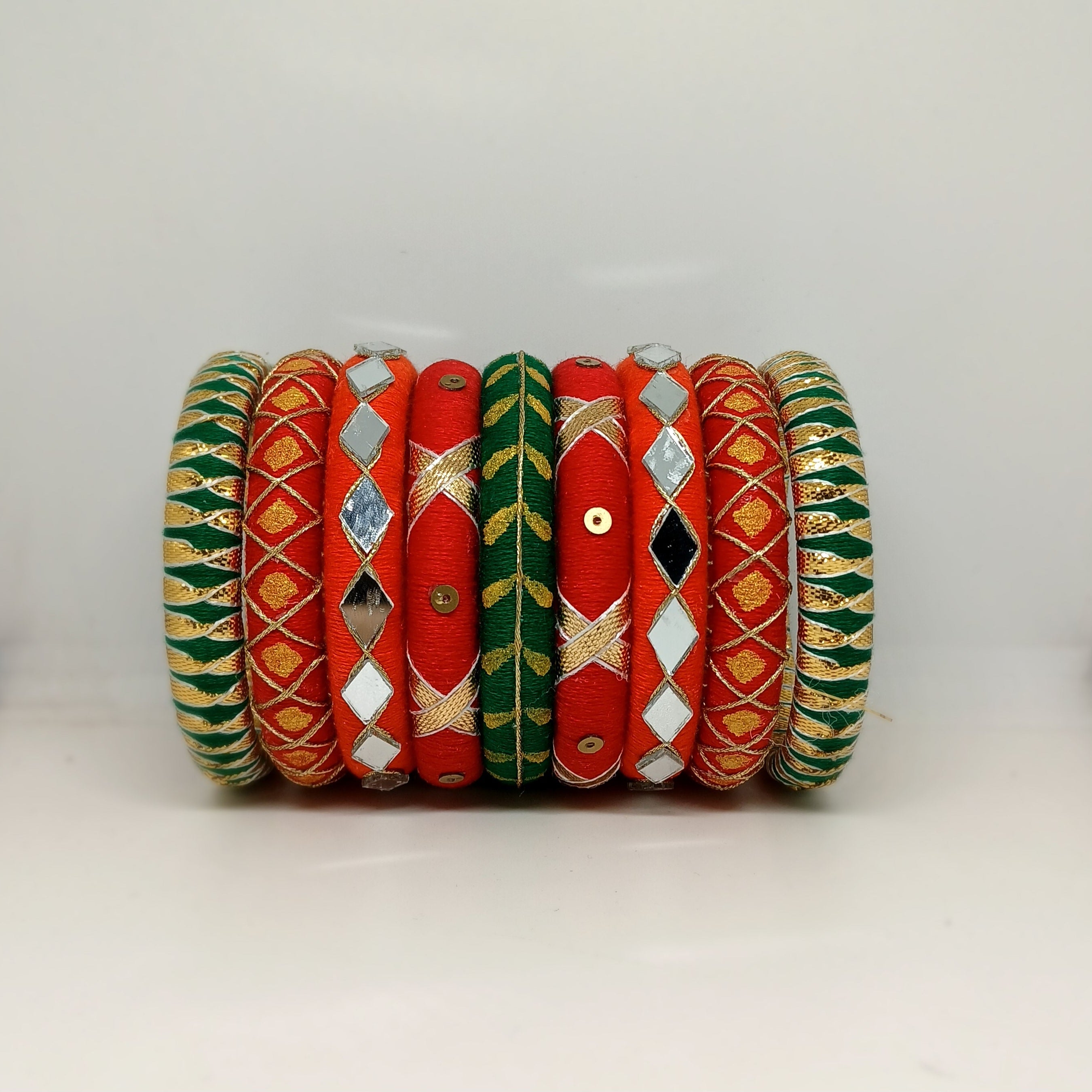Meera [Red and green Handcrafted Bangles]