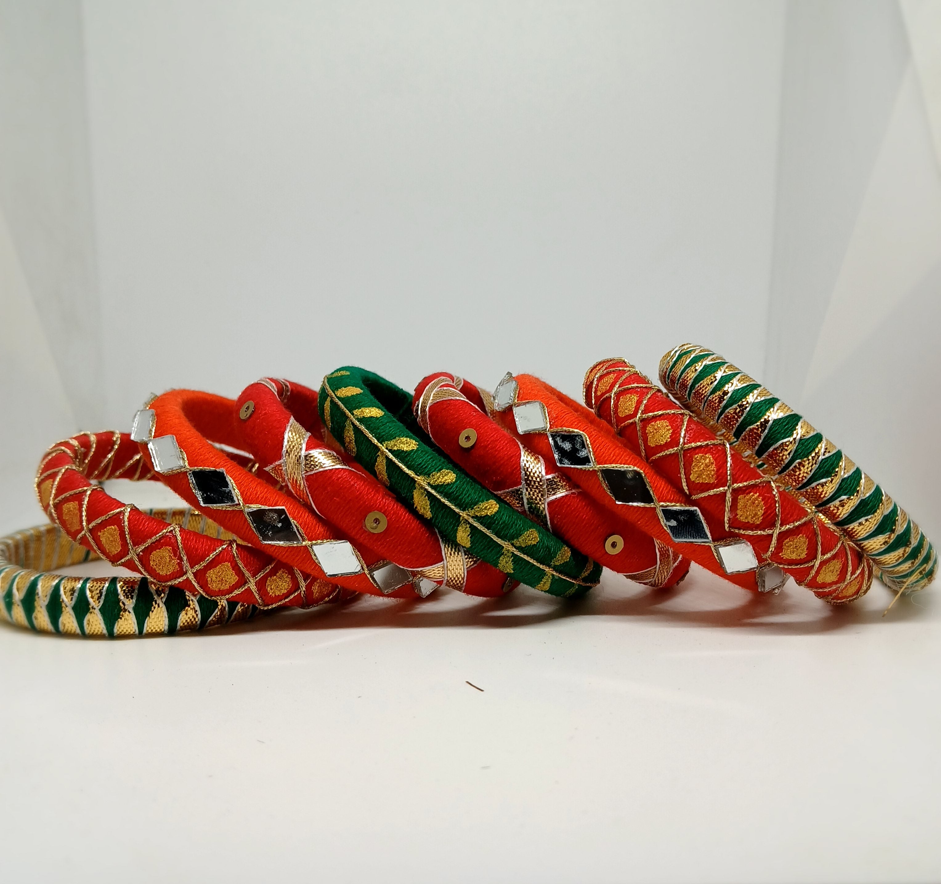 Meera [Red and green Handcrafted Bangles]