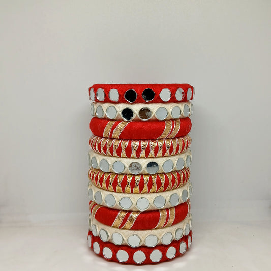 Maira [Red white Handcrafted Bangles]
