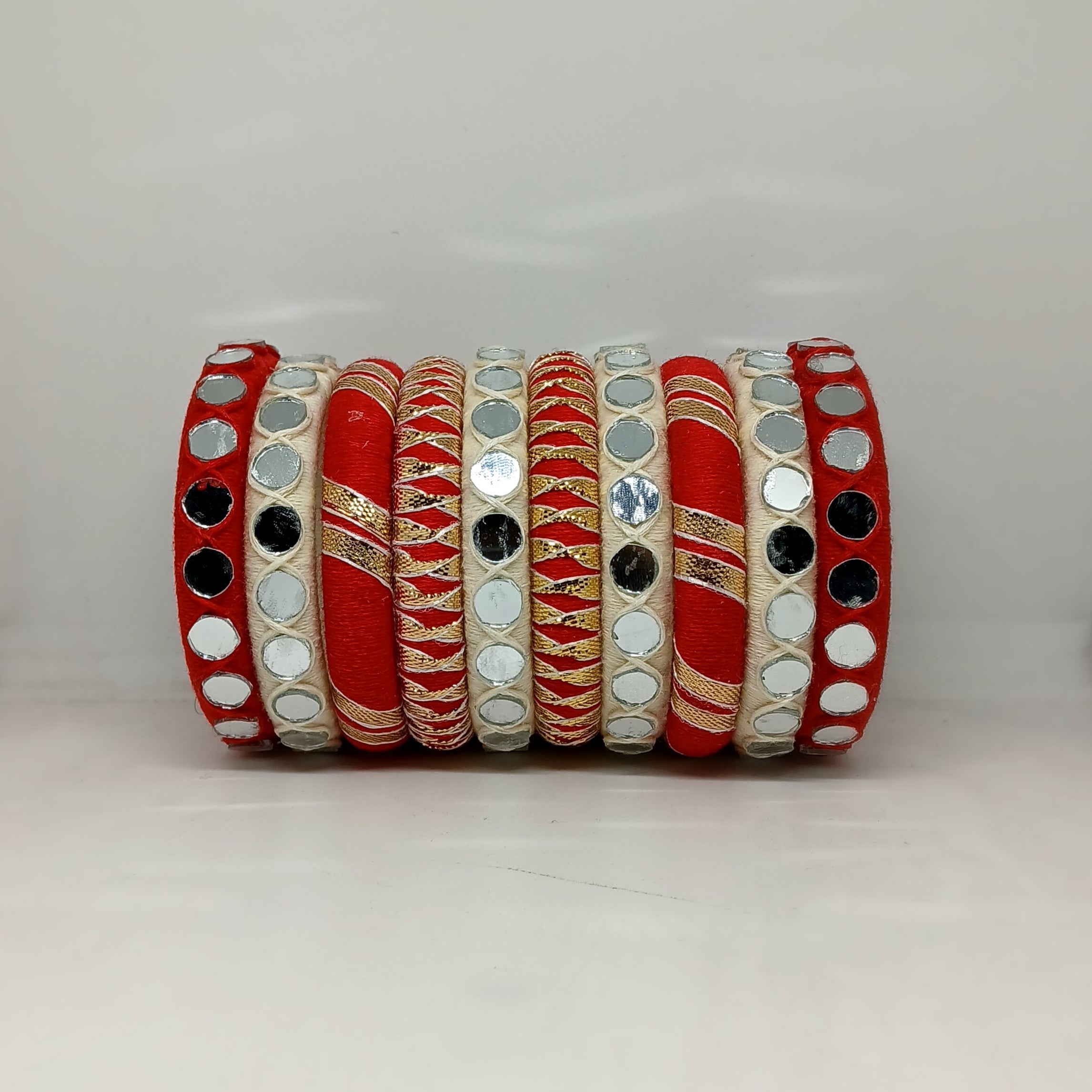 Maira [Red white Handcrafted Bangles]