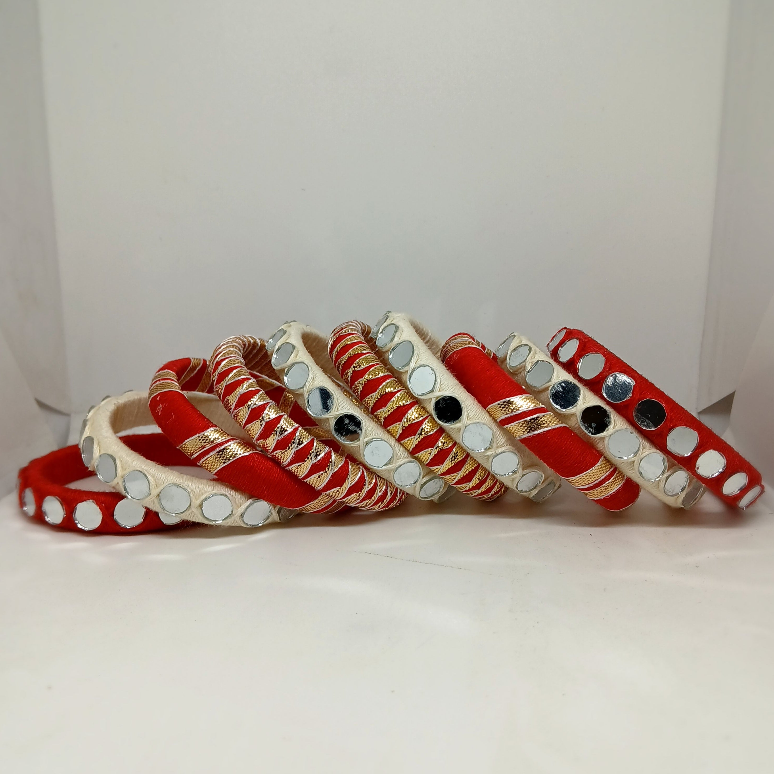Maira [Red white Handcrafted Bangles]