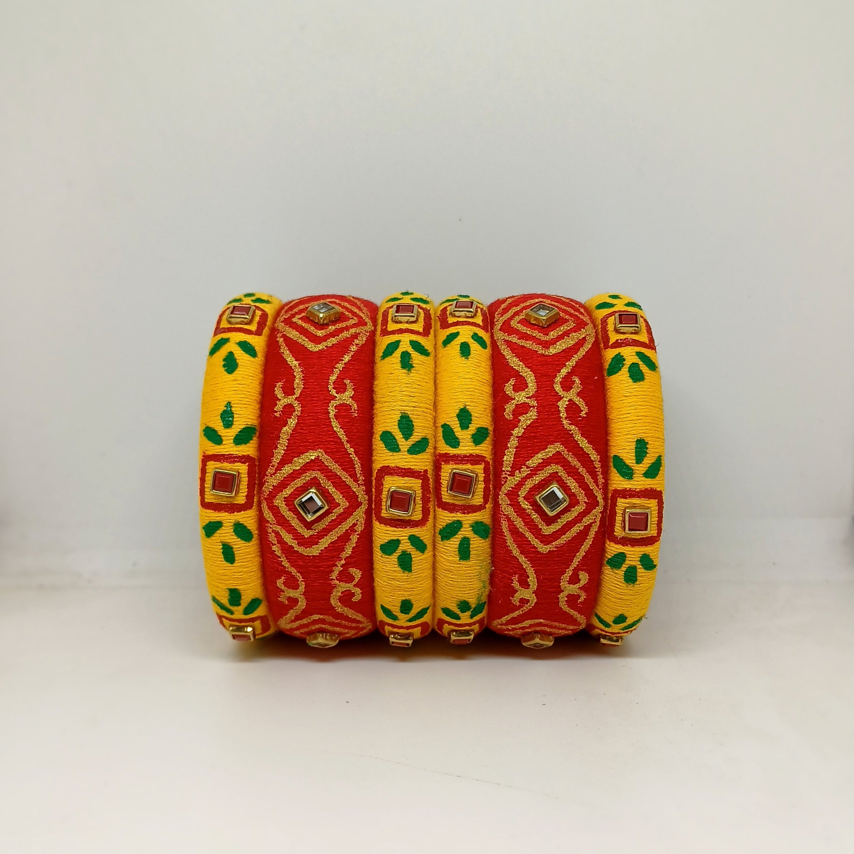 Siya [yellow and red handcrafted bangles]