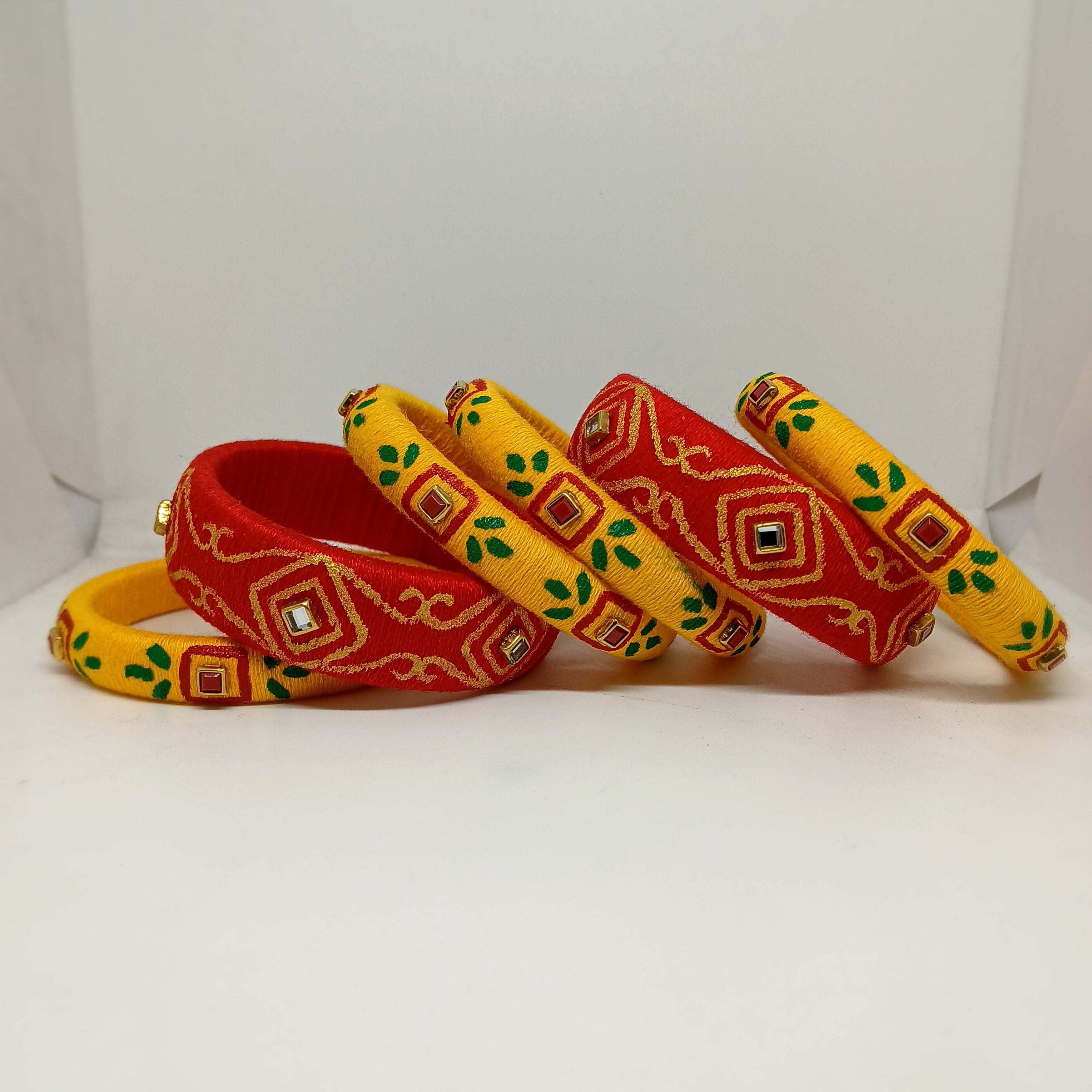 Siya [yellow and red handcrafted bangles]