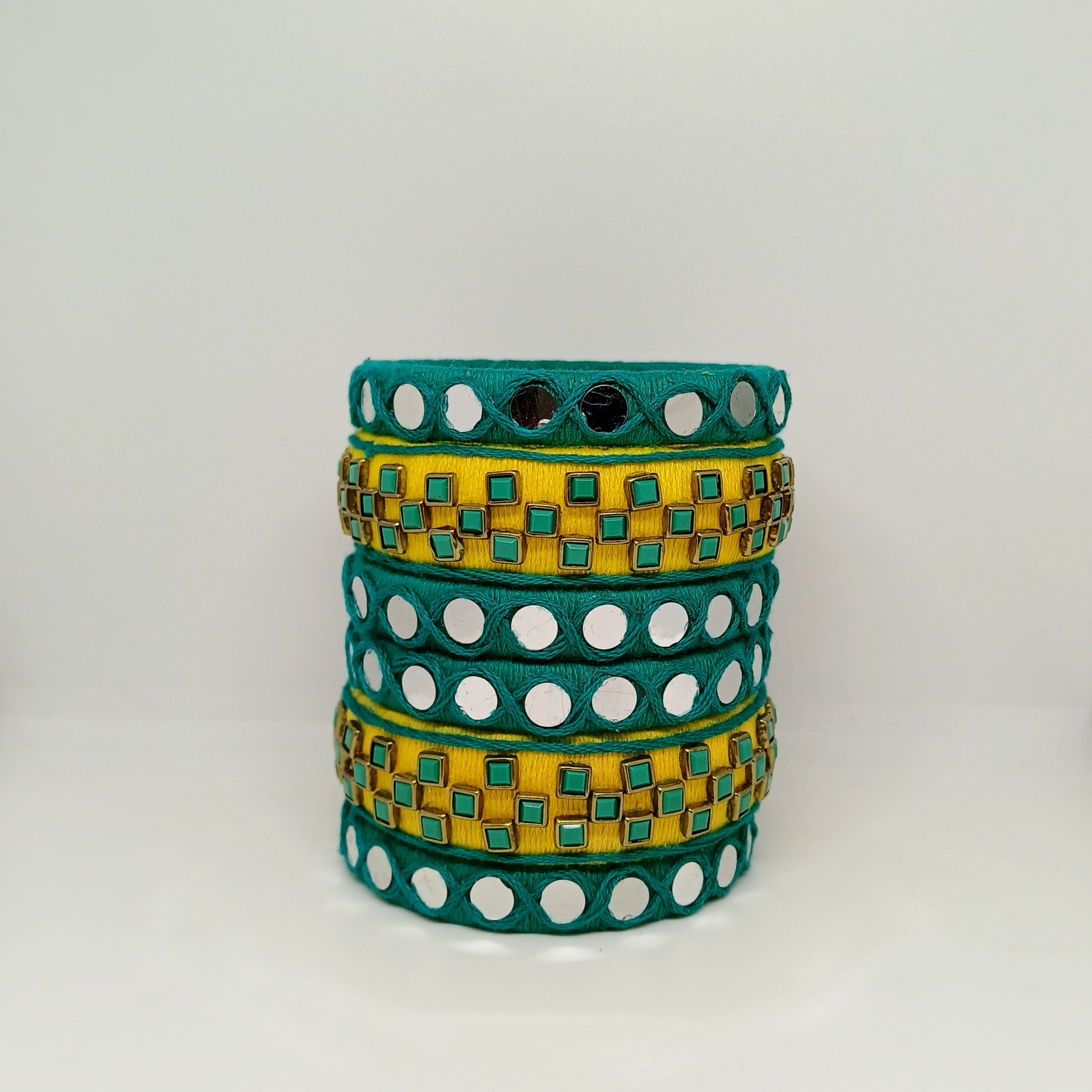 Niyati [green and yellow handcrafted bangle]