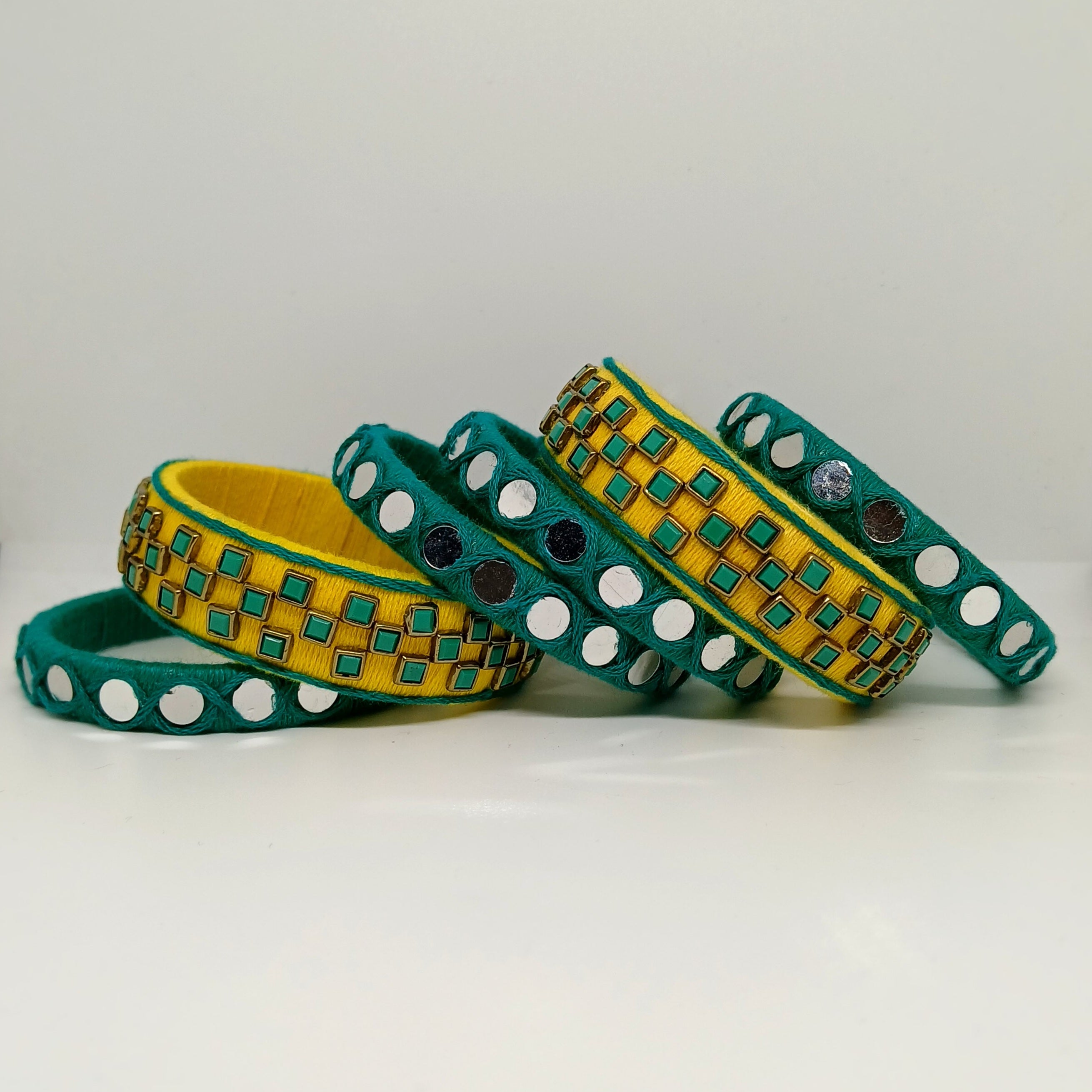 Niyati [green and yellow handcrafted bangle]