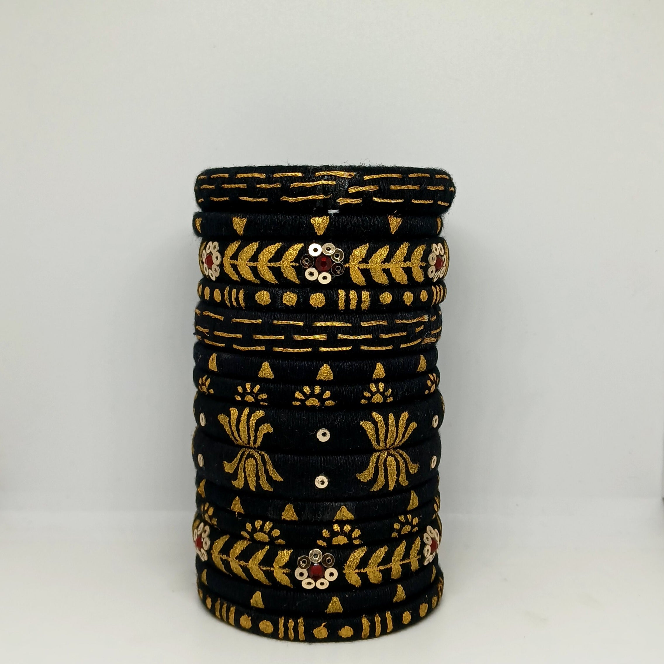Aparna [Black and golden colour handcrafted bangles