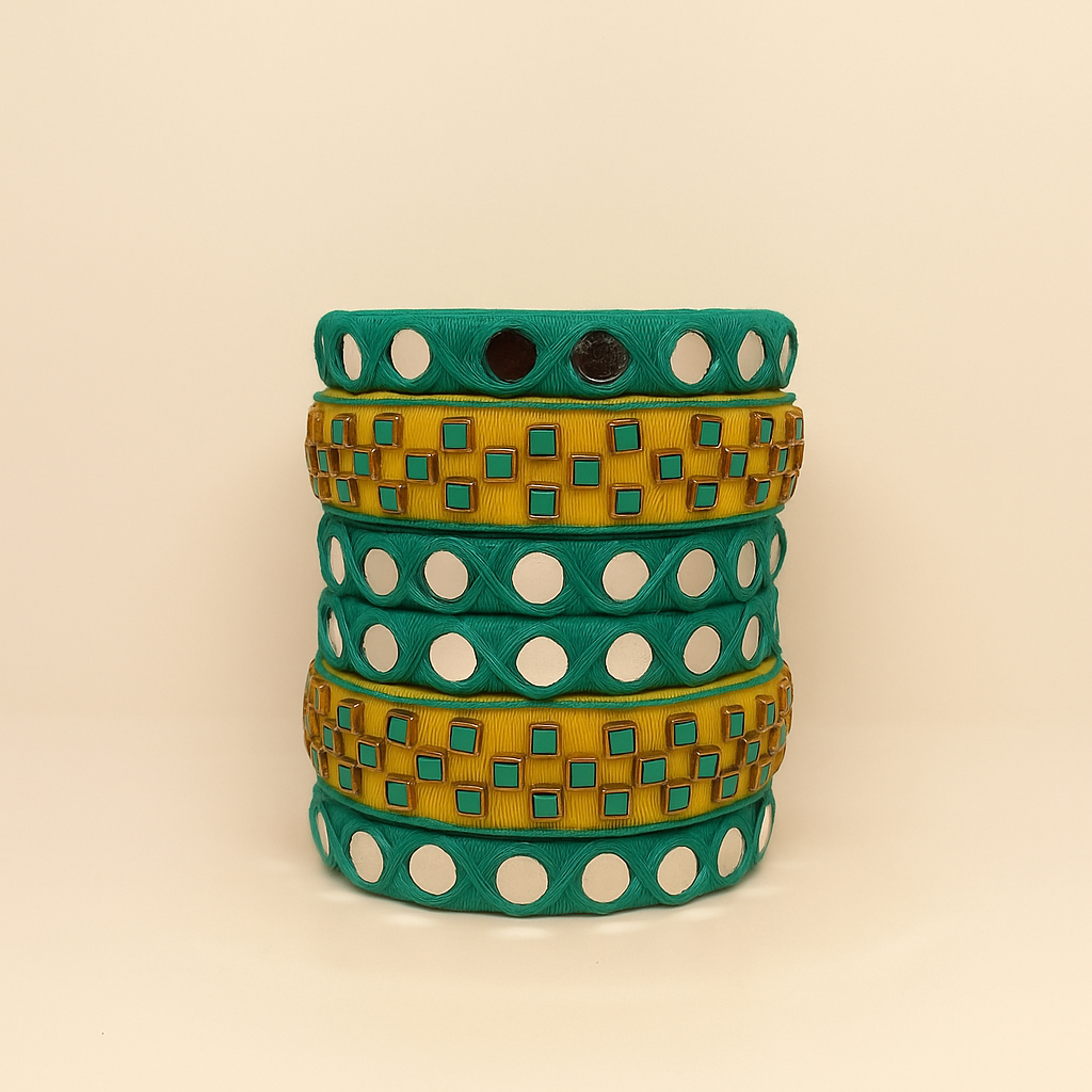 Niyati [green and yellow handcrafted bangle]