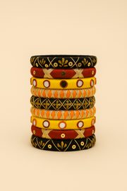 Mandira [Black yellow and red colour handcrafted bangles]