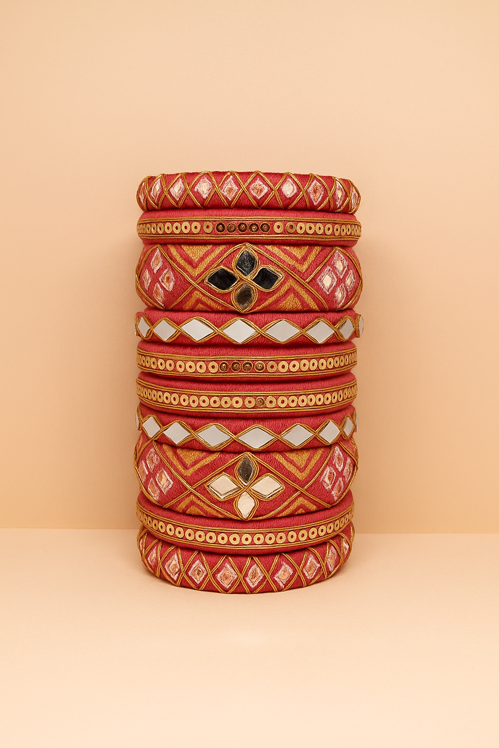 Anokhi [pink and golden colour handcrafted bangles]
