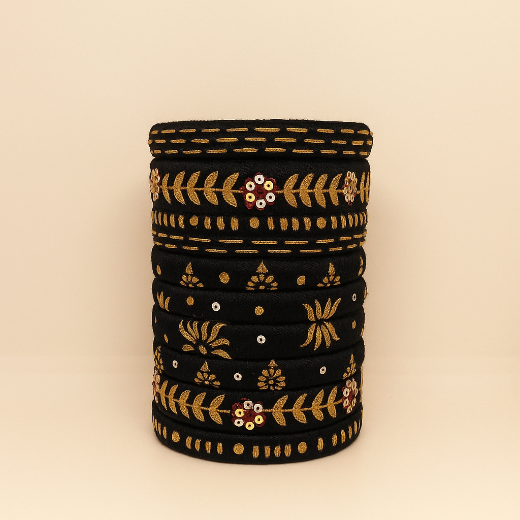 Aparna [Black and golden colour handcrafted bangles