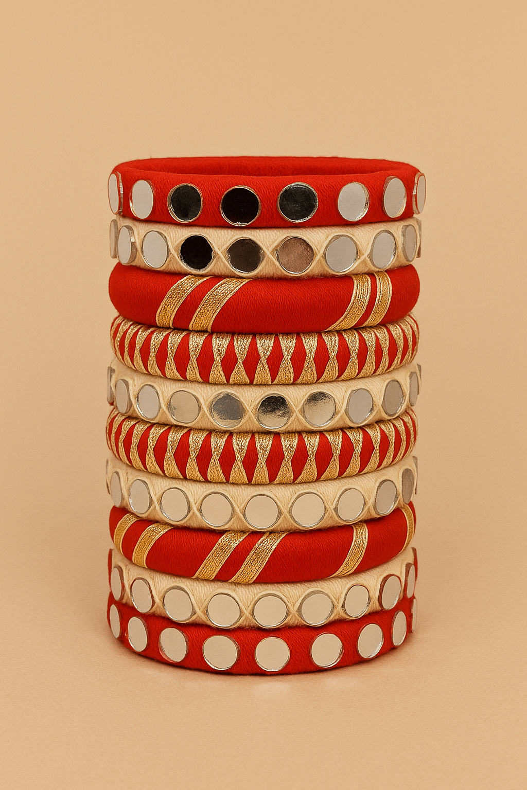 Maira [Red white Handcrafted Bangles]