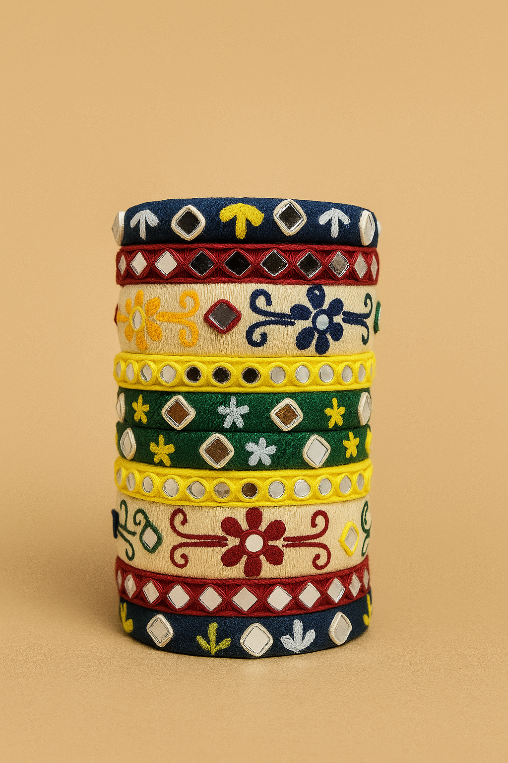 Shivali [Red yellow green Handcrafted Bangles]