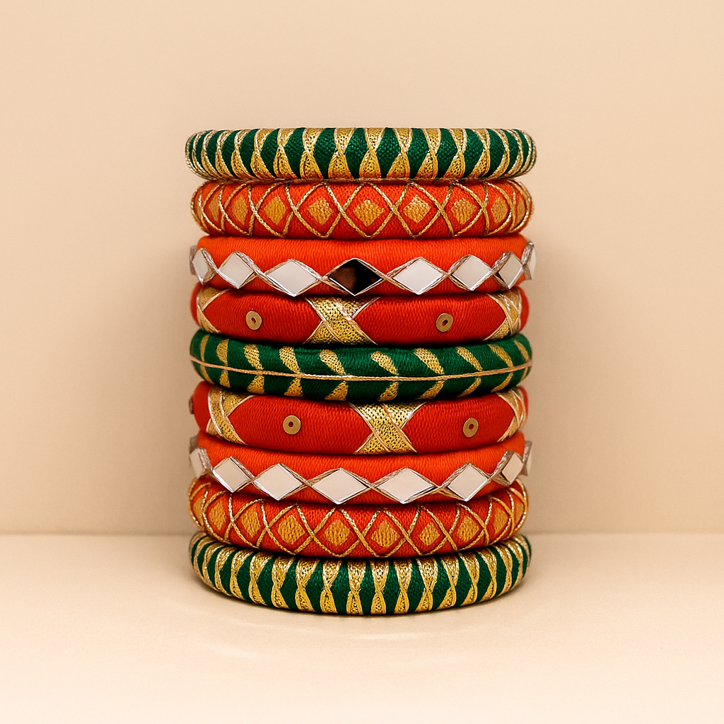Meera [Red and green Handcrafted Bangles]
