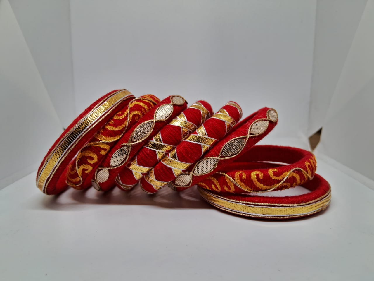 Neeva [Red and golden Handcrafted Bangles]