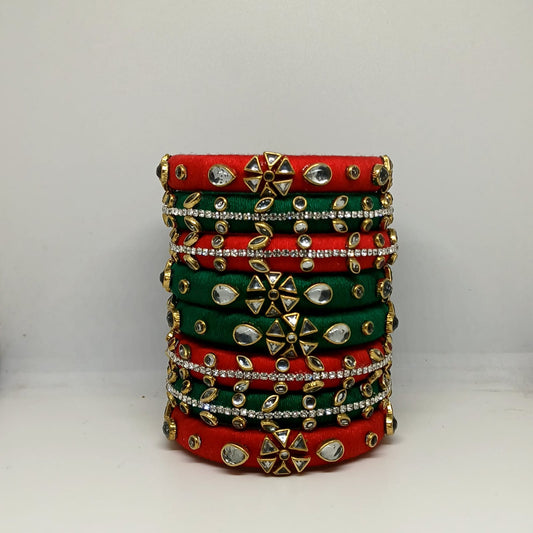Riddhi [red and green colour handcrafted Bnagles]