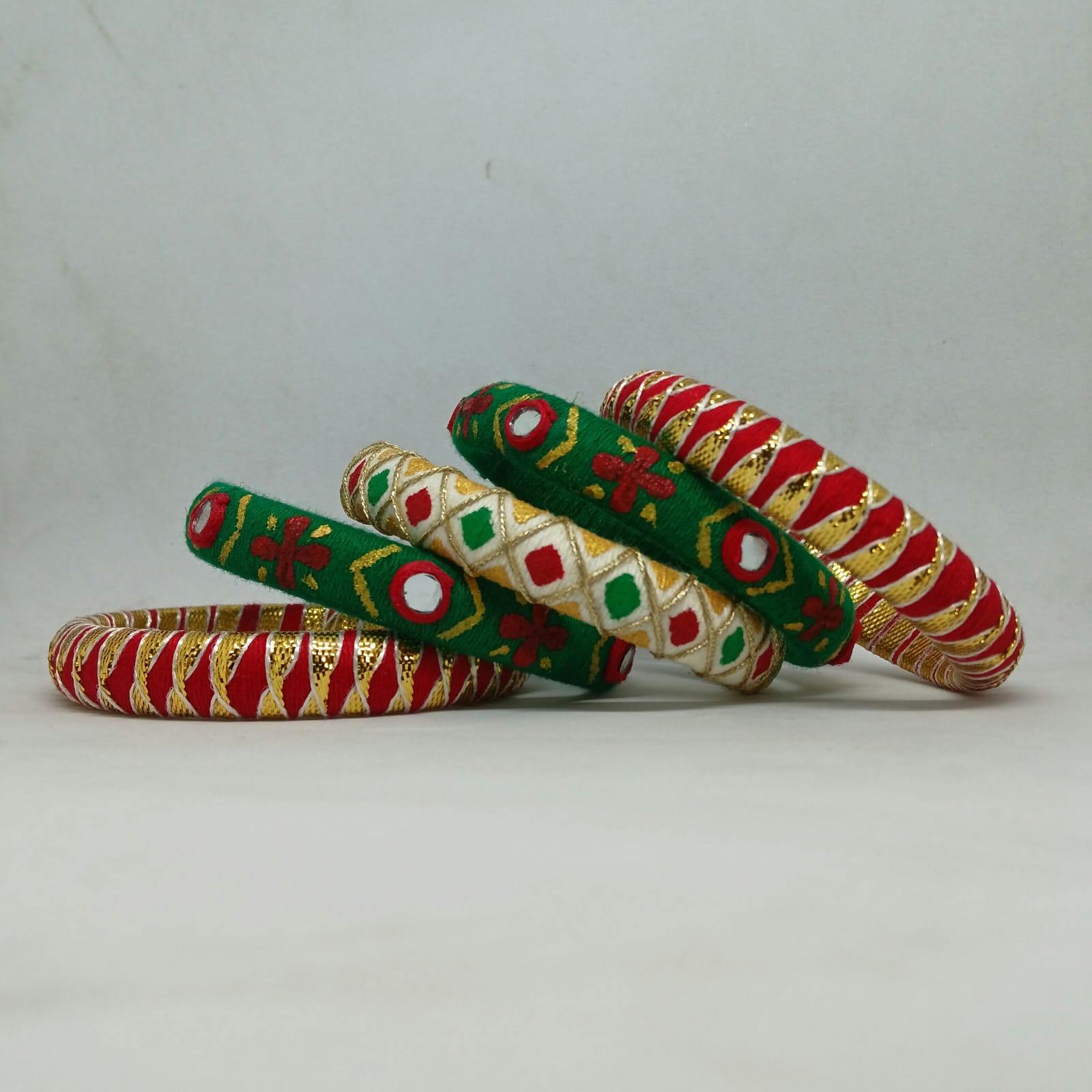 Ruhi [green and red colour handmade Bangles]
