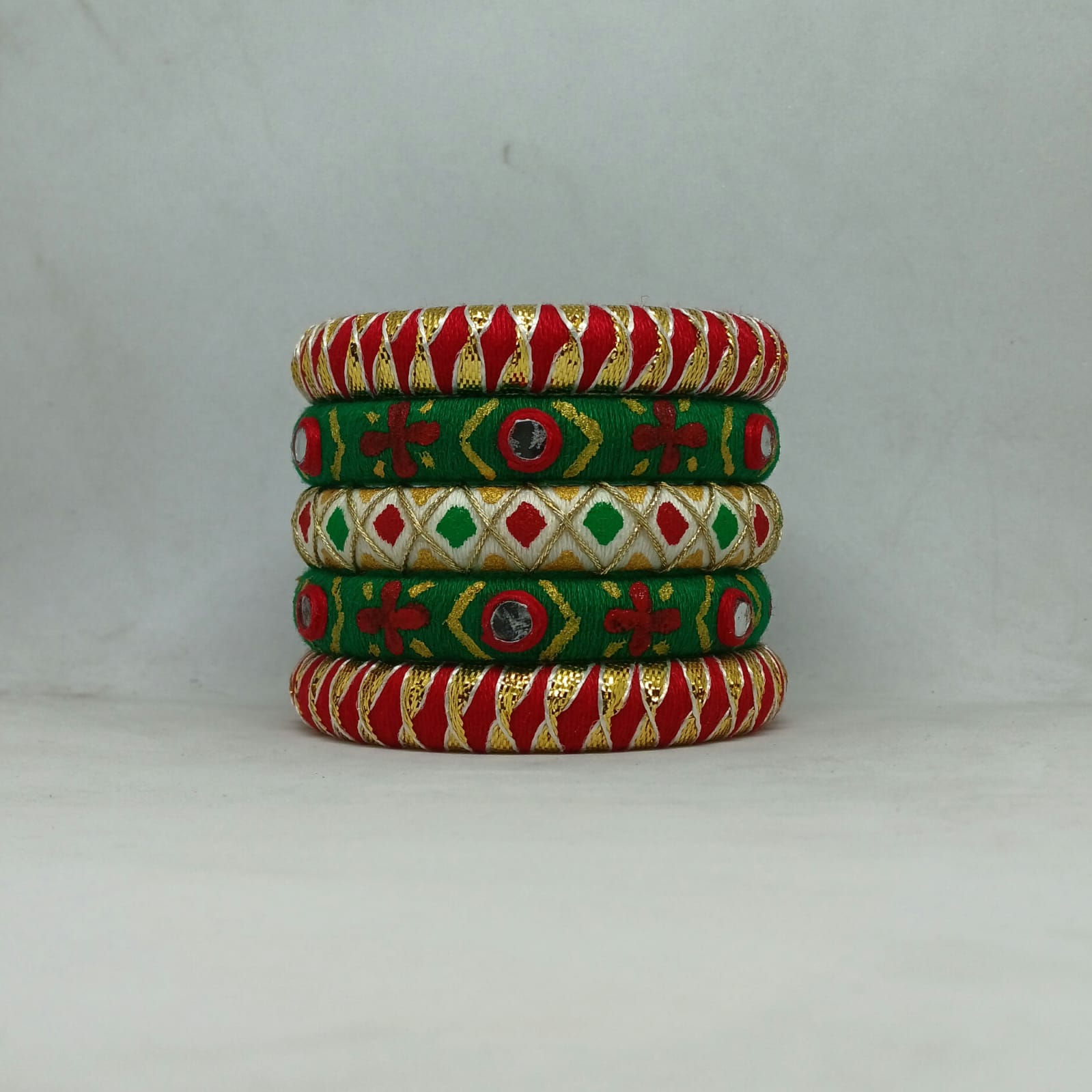 Ruhi [green and red colour handmade Bangles]