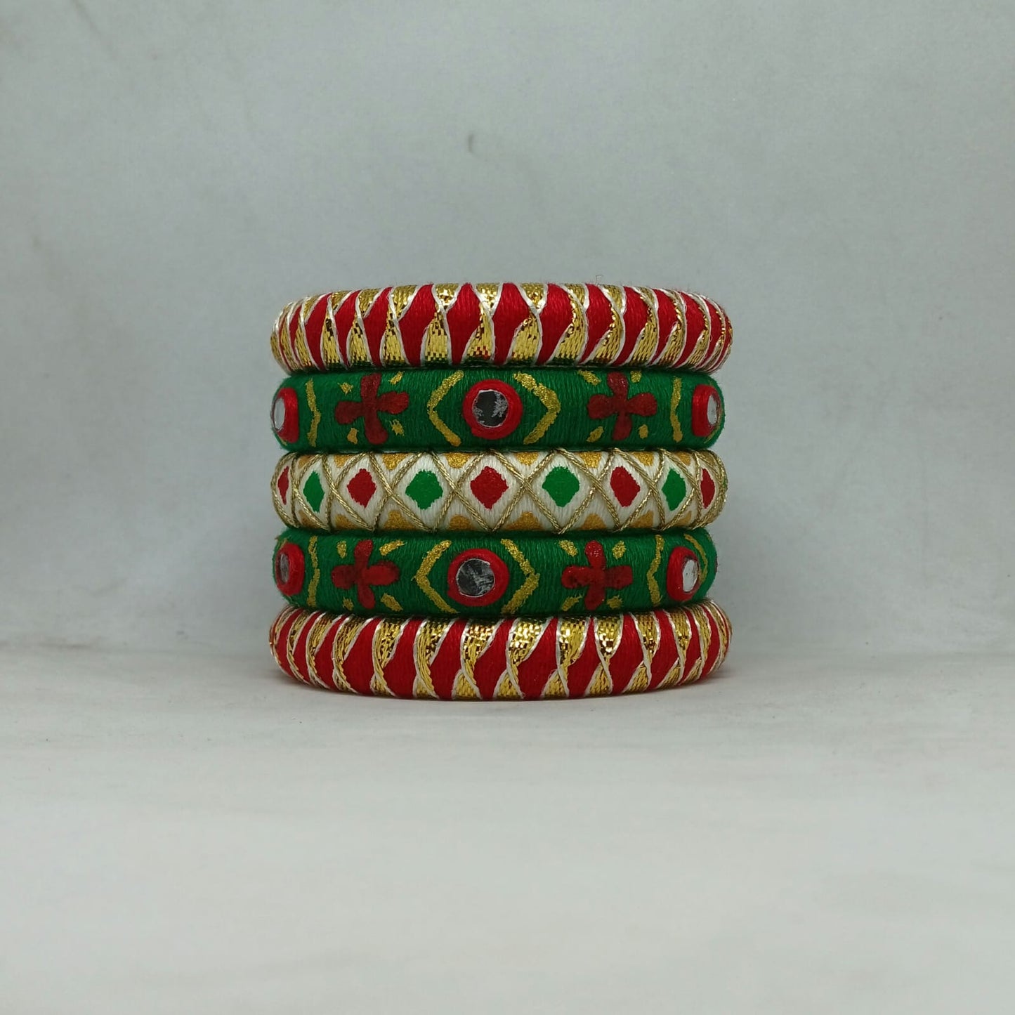 Ruhi [green and red colour handmade Bangles]