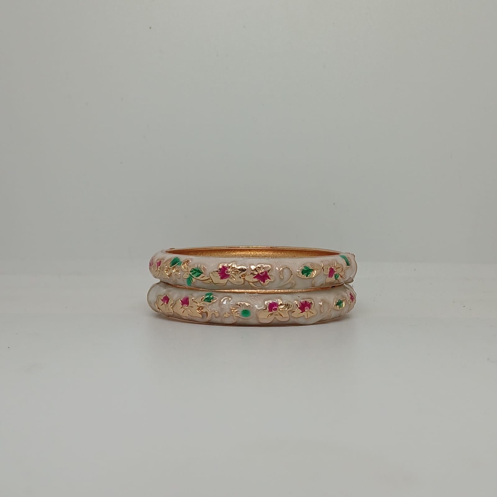 Enamel Bangles [Peach Color Elegant Floral Design]