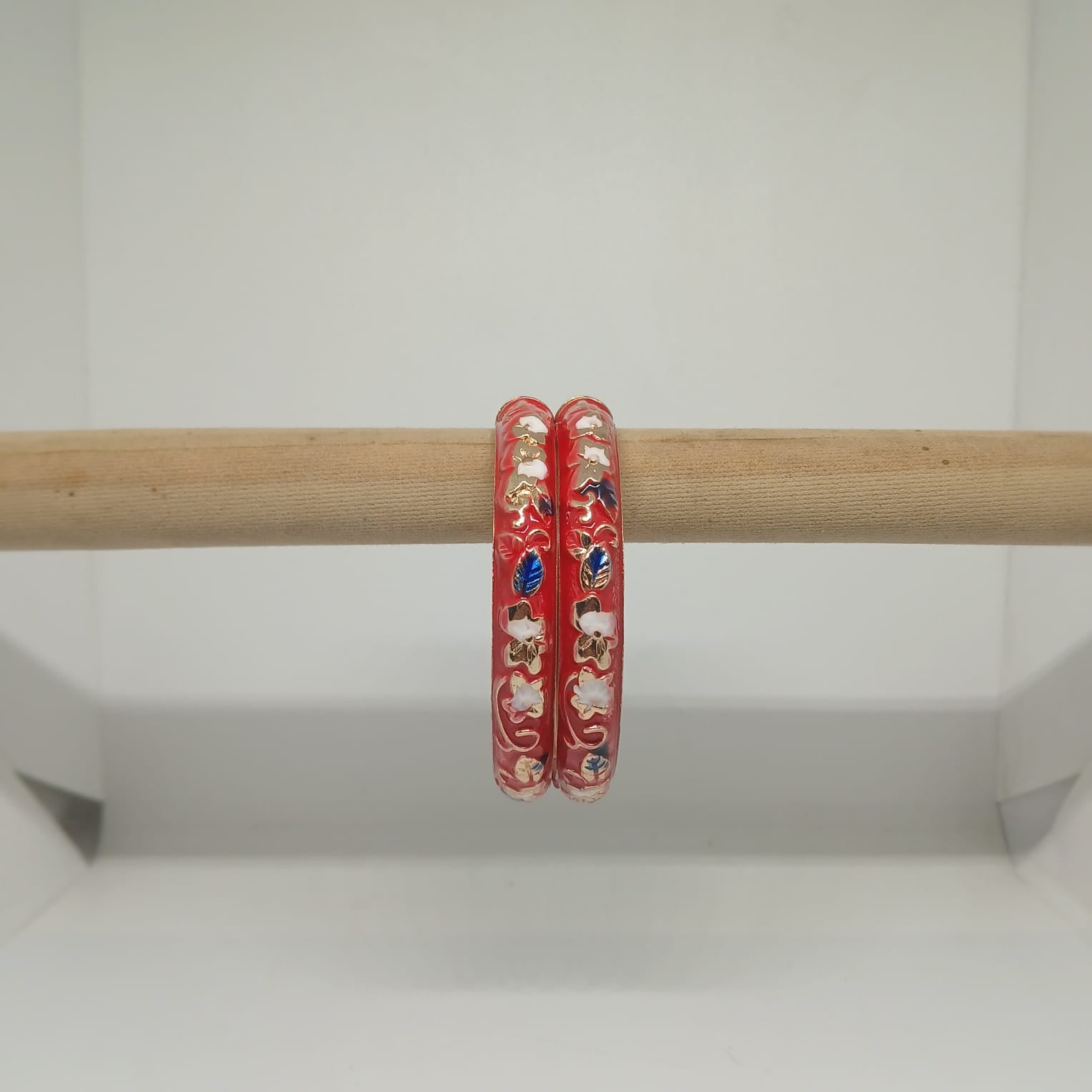 Enamel Bangles [Red Color Elegant Floral Design]