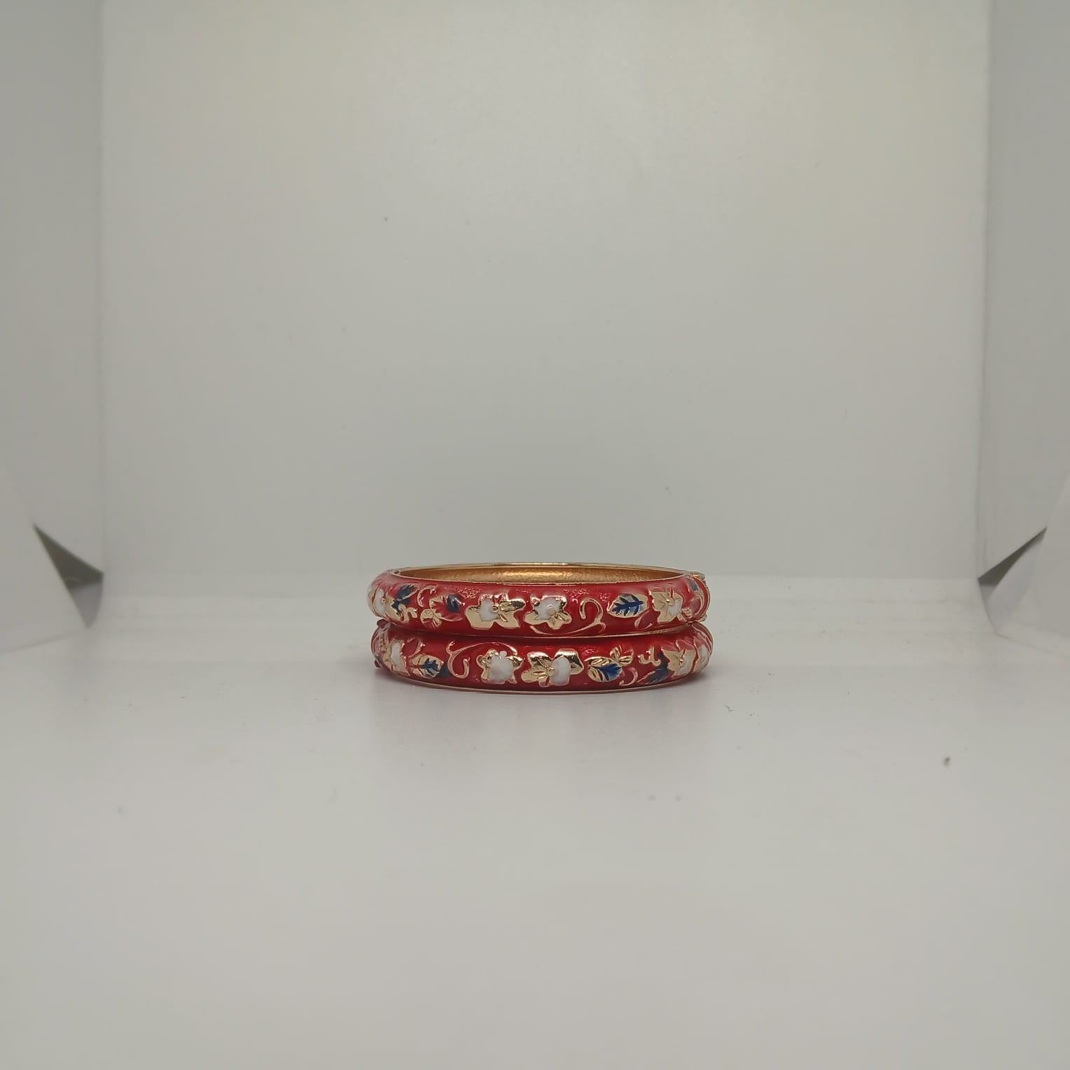 Enamel Bangles [Red Color Elegant Floral Design]