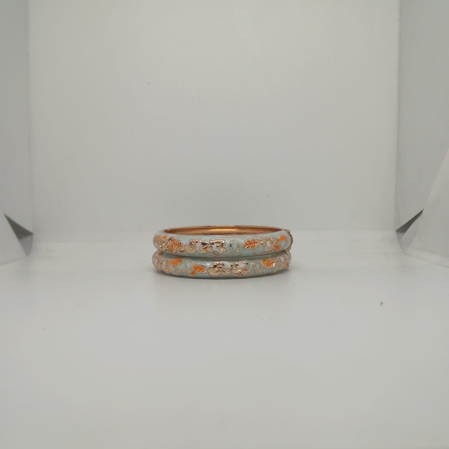 Enamel Bangles [Powder Blue Color Elegant Floral Design]