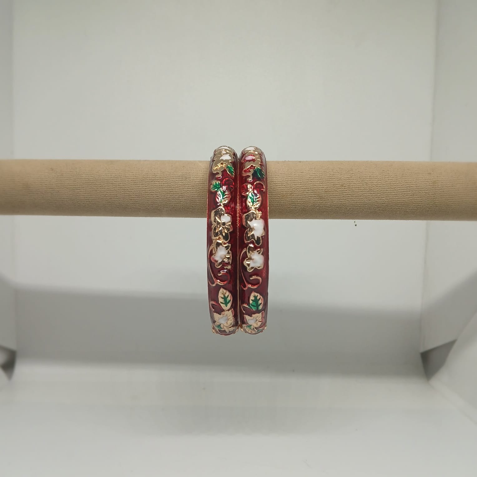 Enamel Bangles [Maroon Color Elegant Floral Design]