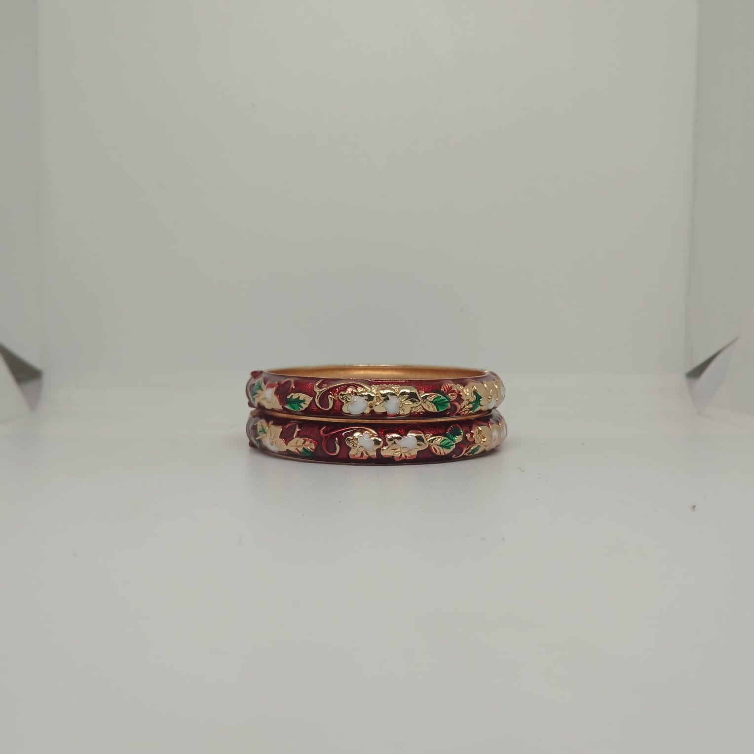Enamel Bangles [Maroon Color Elegant Floral Design]