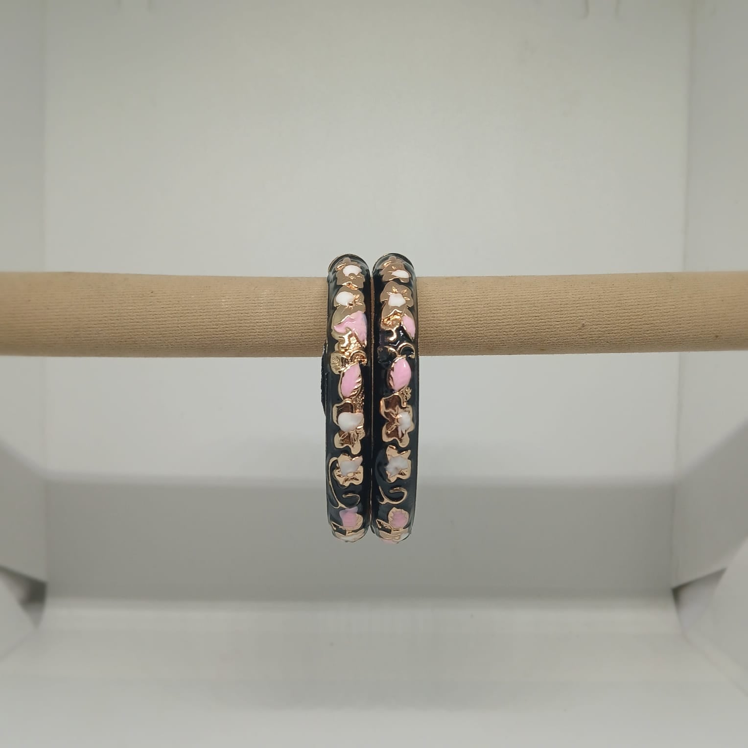 Enamel Bangles [Black Color Elegant Floral Design]
