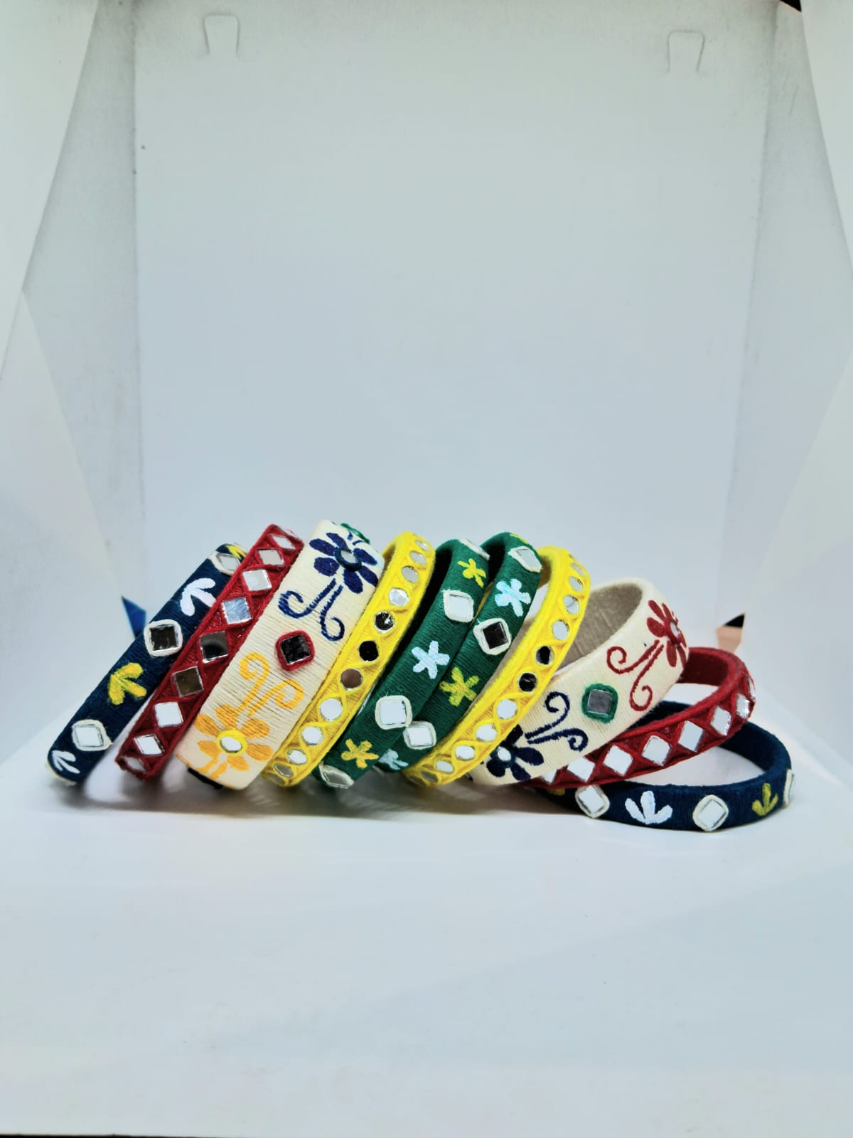 Shivali [Red yellow green Handcrafted Bangles]